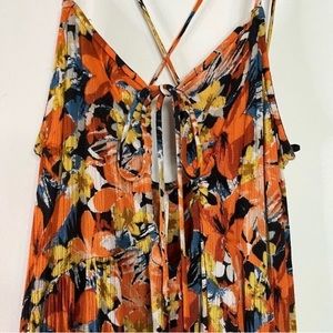 Free People Mulberry Floral Maxi Dress crisscross back, lined size S/P
